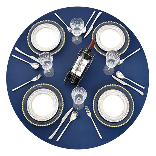 152cm Water-resistant Round PVC Table Cloth Oilproof Tablecloth Blue
