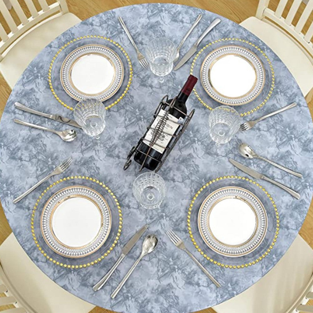 122cm Water-resistant Round PVC Table Cloth Oilproof Tablecloth Grey