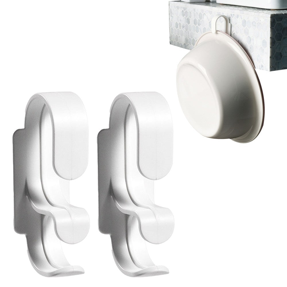 2Pcs Free Punch Hook Wall Mount Washbasin Hanger Hose Organizer Storage Rack