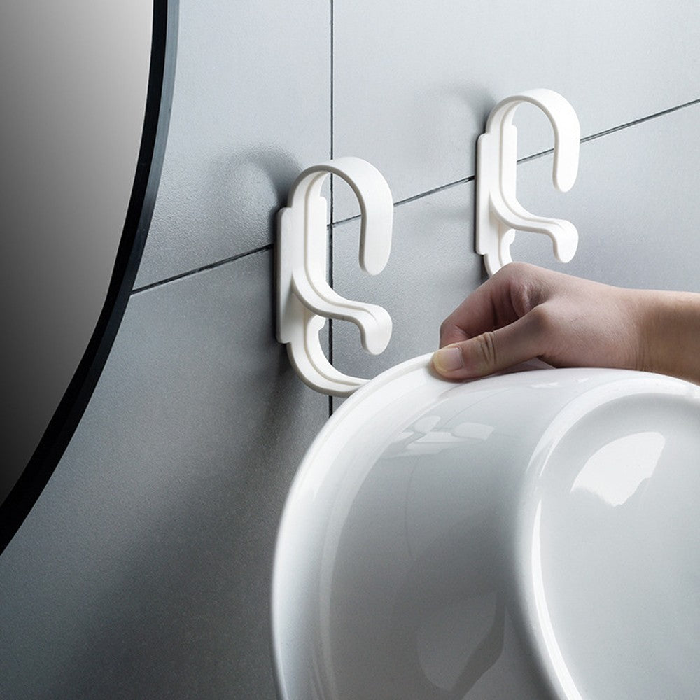 2Pcs Free Punch Hook Wall Mount Washbasin Hanger Hose Organizer Storage Rack