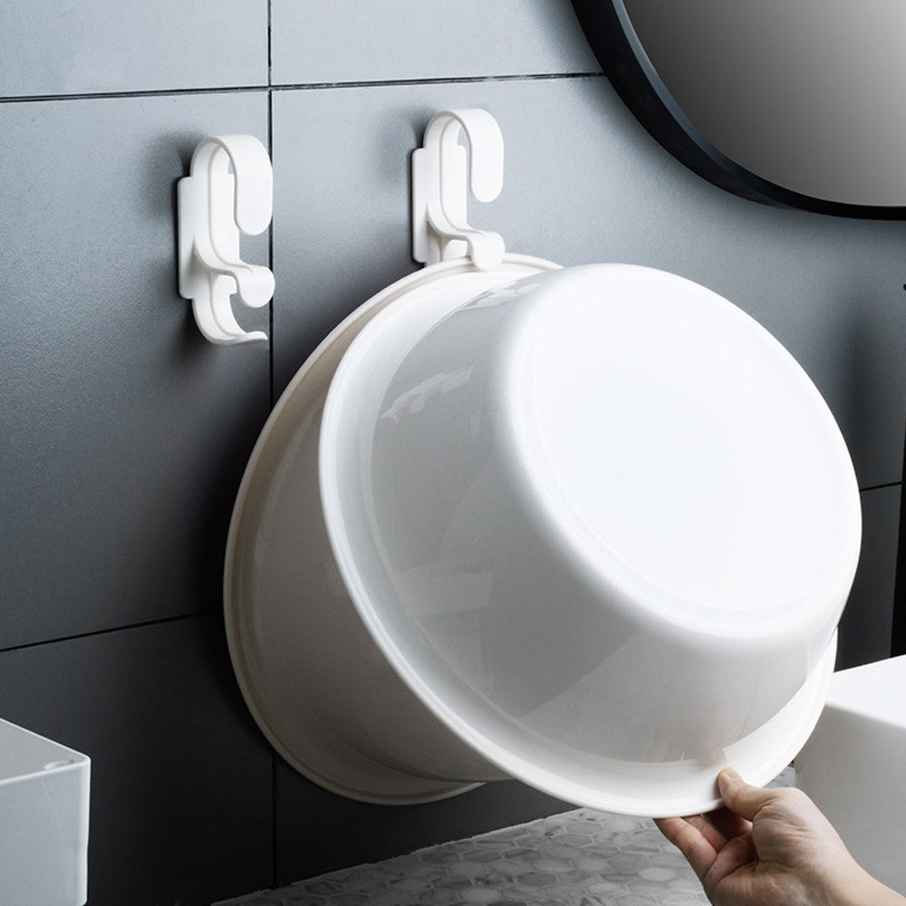 2Pcs Free Punch Hook Wall Mount Washbasin Hanger Hose Organizer Storage Rack