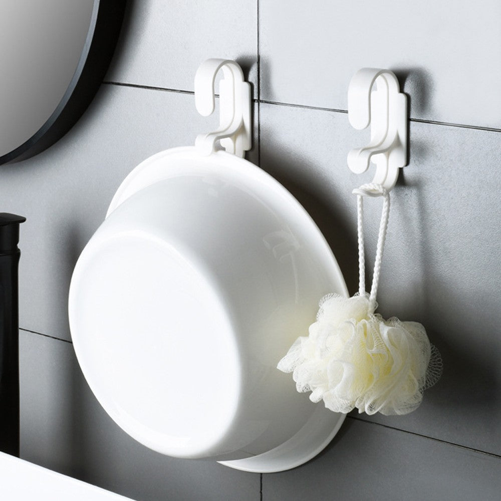 2Pcs Free Punch Hook Wall Mount Washbasin Hanger Hose Organizer Storage Rack