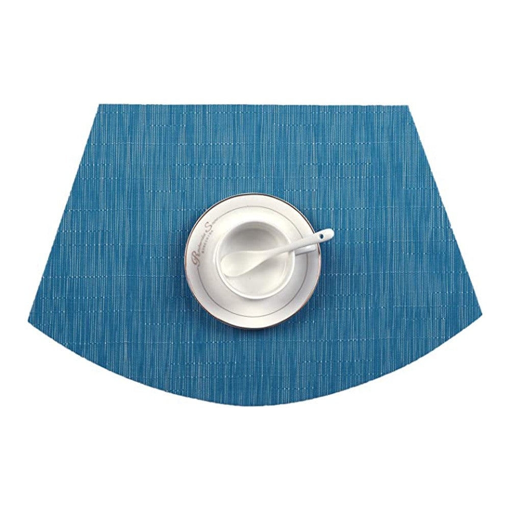 6Pcs Wedge Placemats and Centerpiece Round Mat Set for Dining Table Blue