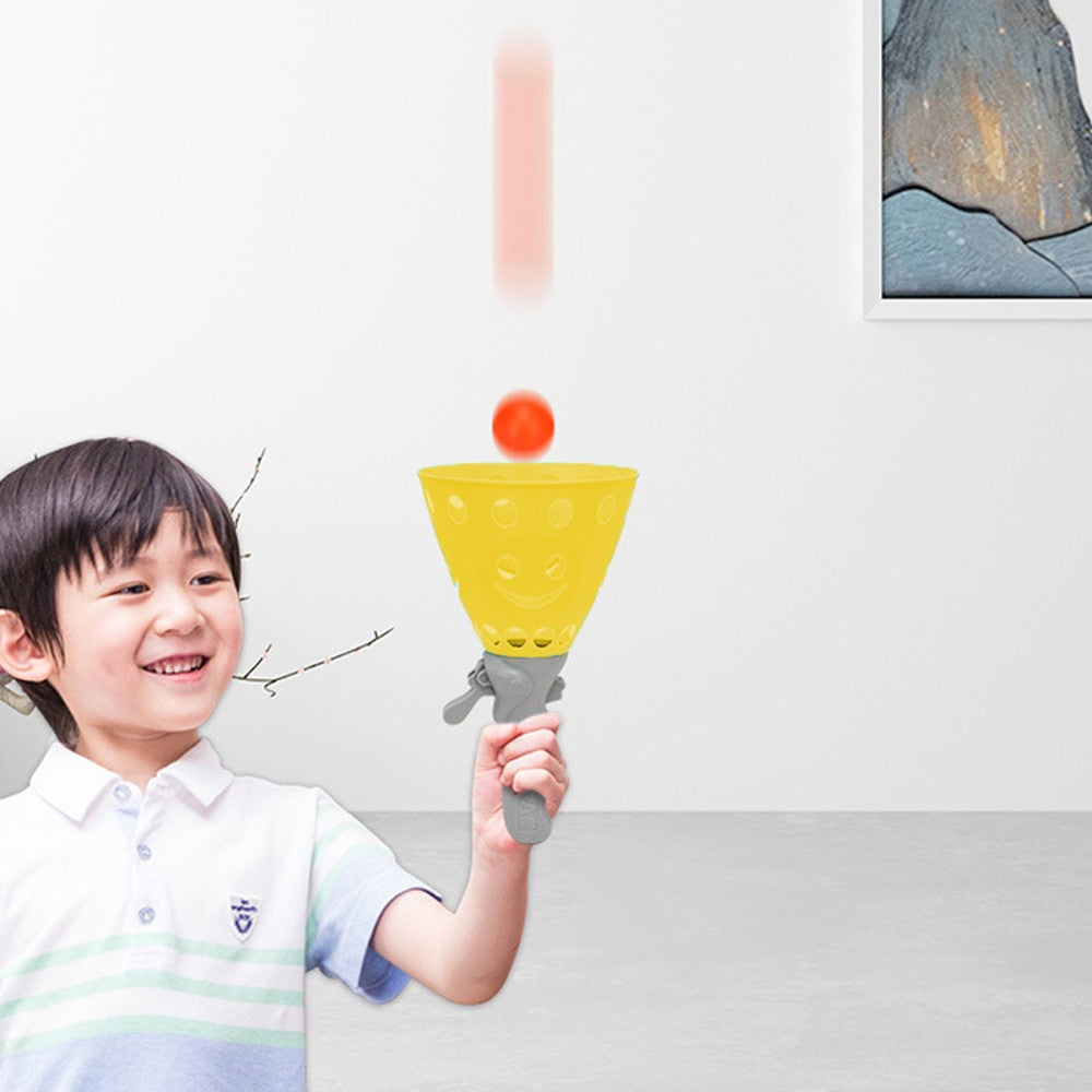 Kids Catch Ball Game with 2 Catch Launcher Baskets and 4 Balls Yellow