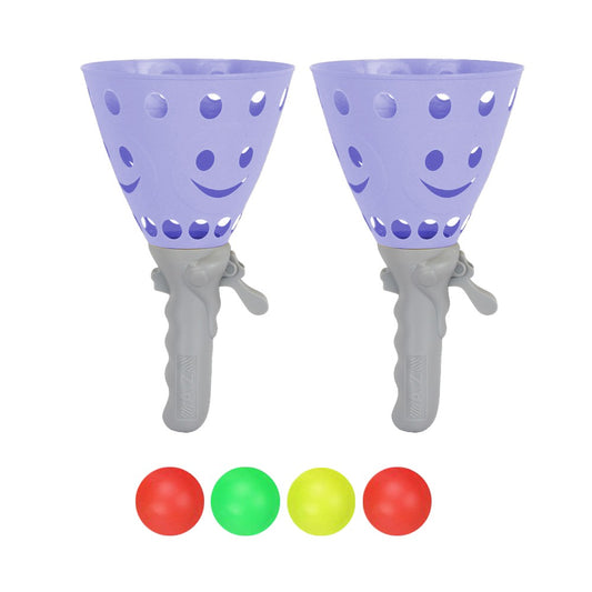 Kids Catch Ball Game with 2 Catch Launcher Baskets and 4 Balls Purple