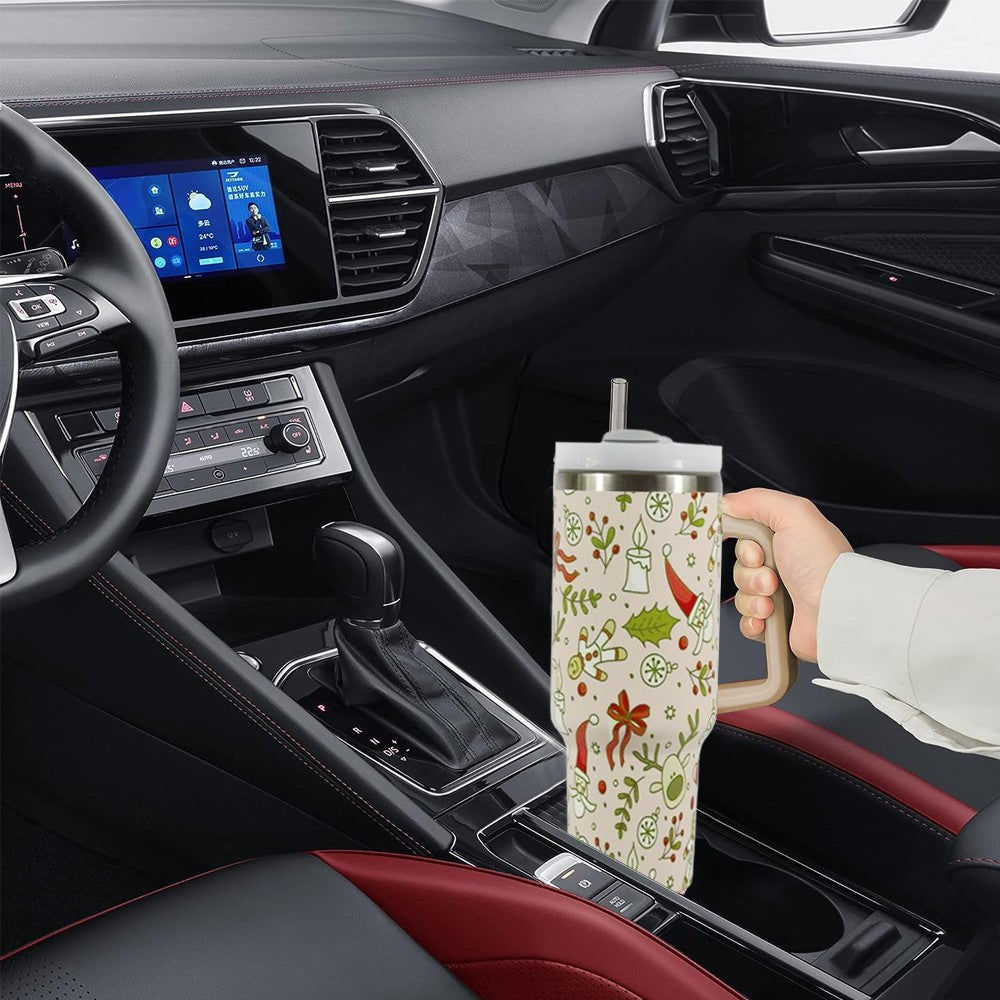 40oz Stainless Steel Christmas Pattern Water Bottle Thermal Mug Travel Tumbler