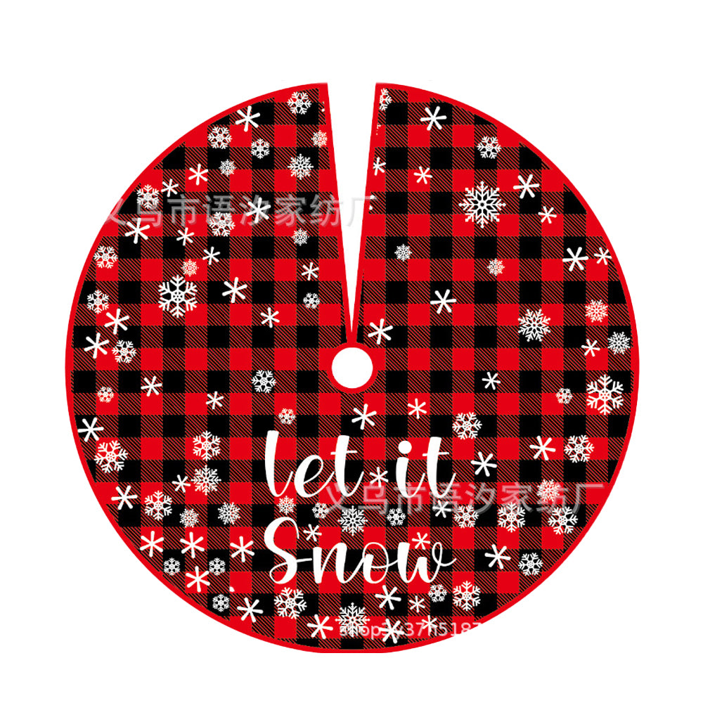 Style1 122CM Plaid Red-Black Christmas Tree Skirt