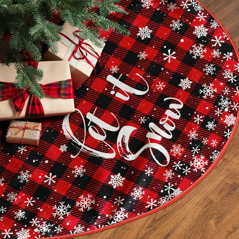 Style1 122CM Plaid Red-Black Christmas Tree Skirt