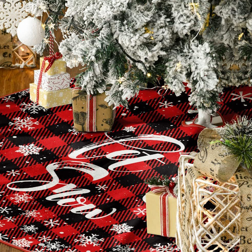 Style1 122CM Plaid Red-Black Christmas Tree Skirt