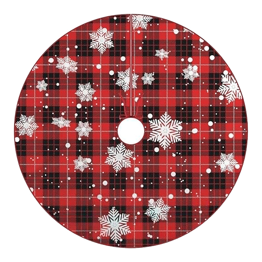 Style2 122CM Plaid Red-Black Christmas Tree Skirt