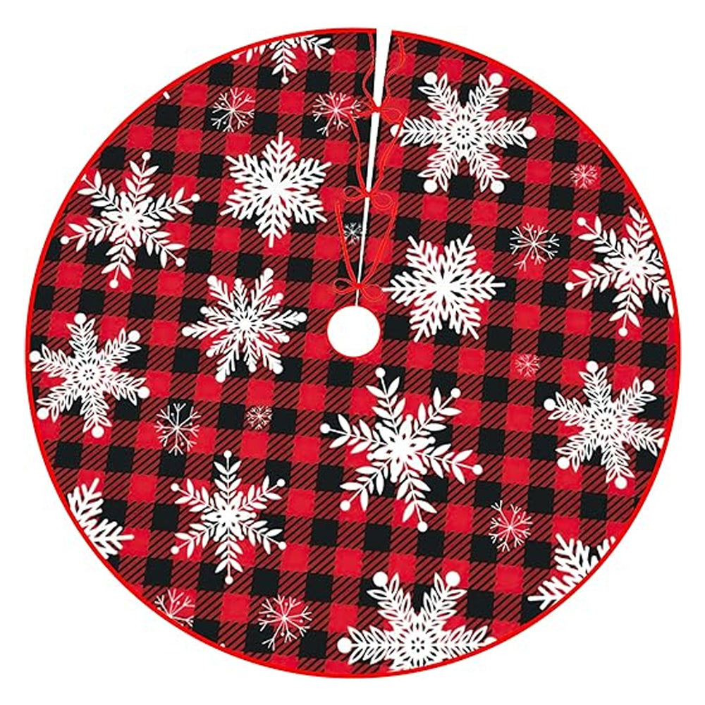 Style3 122CM Plaid Red-Black Christmas Tree Skirt