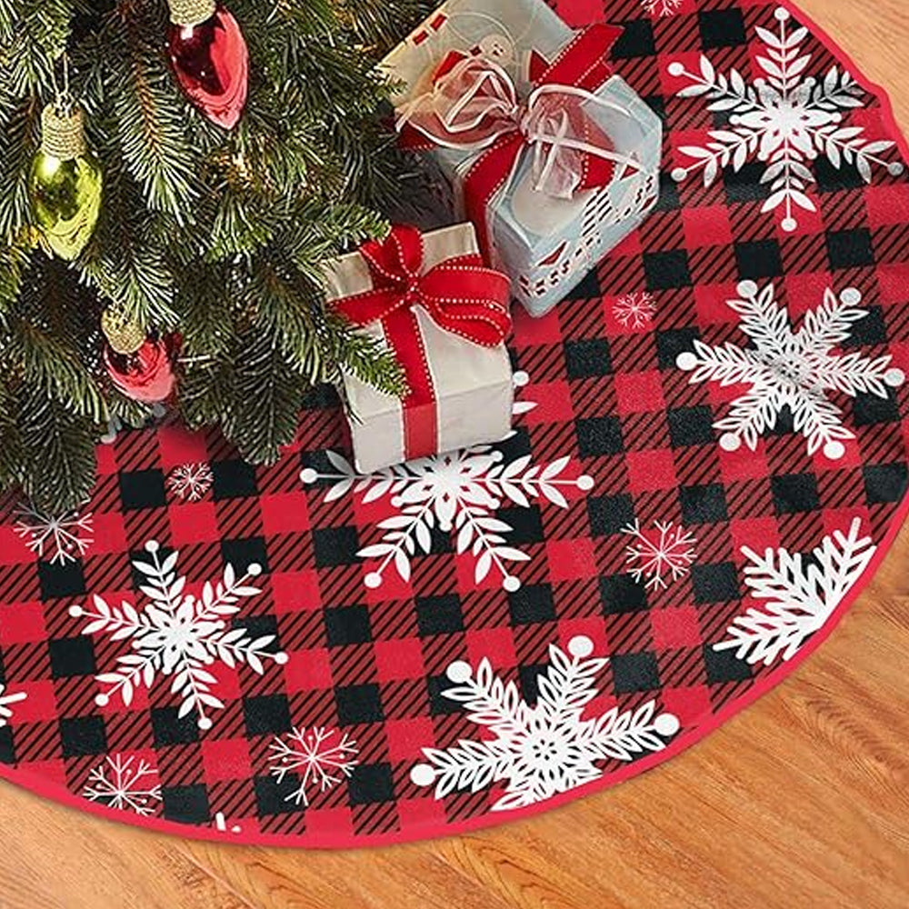 Style3 122CM Plaid Red-Black Christmas Tree Skirt