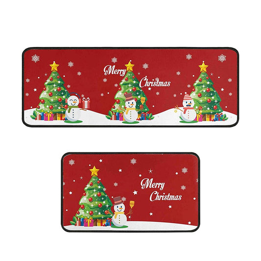 2-Piece Christmas Floor Mat Set Christmas Non-Slip Doormat Kitchen Mat Home Decor - Style 2