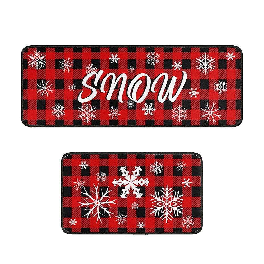 2-Piece Christmas Floor Mat Set Christmas Non-Slip Doormat Kitchen Mat Home Decor - Style 4