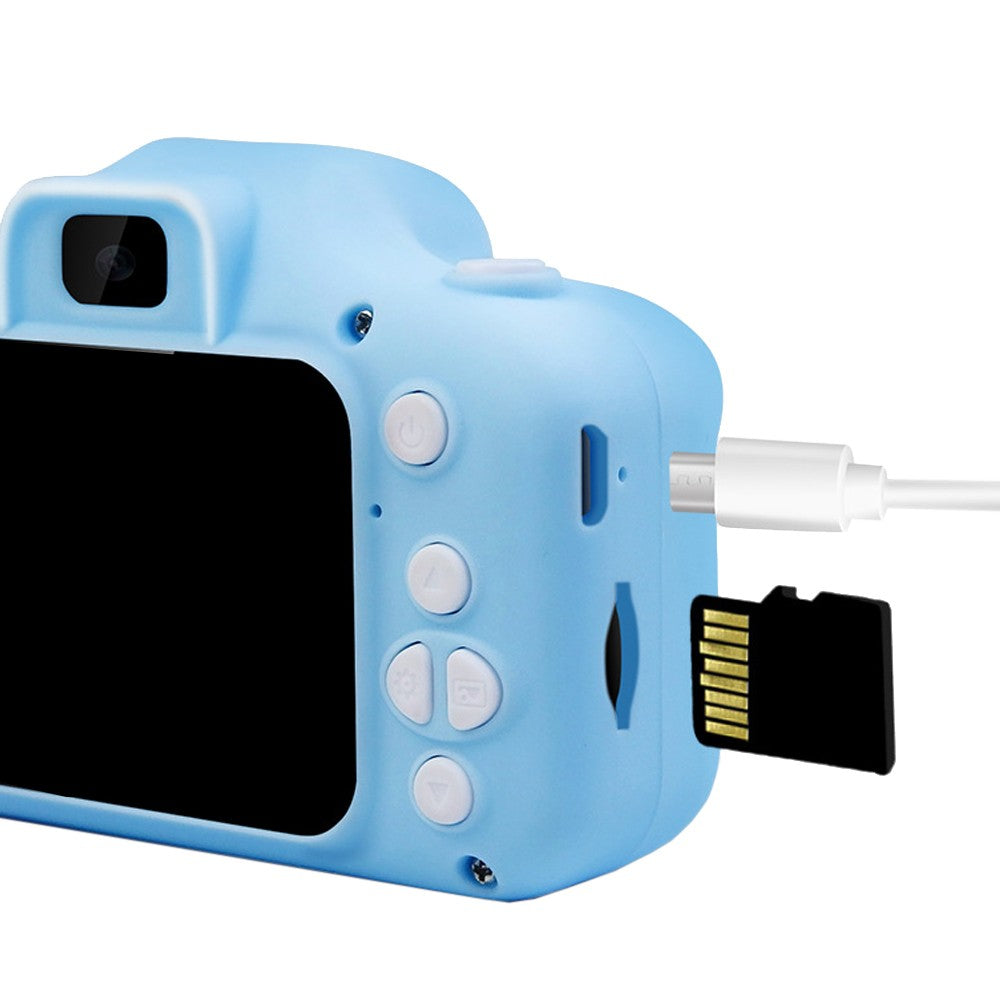 1080P HD Cartoon Kids Digital Camera with 64G Memory Card - Blue Panda