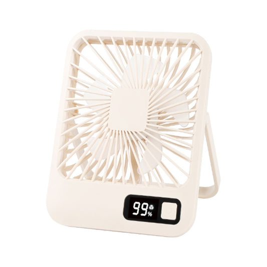 5 Speed USB Fan 180 Degree Foldable Digital Display Desktop Fan - Beige