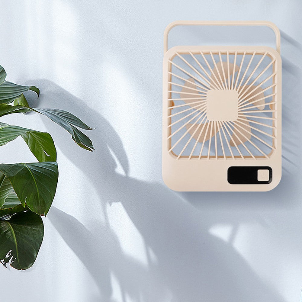 5 Speed USB Fan 180 Degree Foldable Digital Display Desktop Fan - Beige