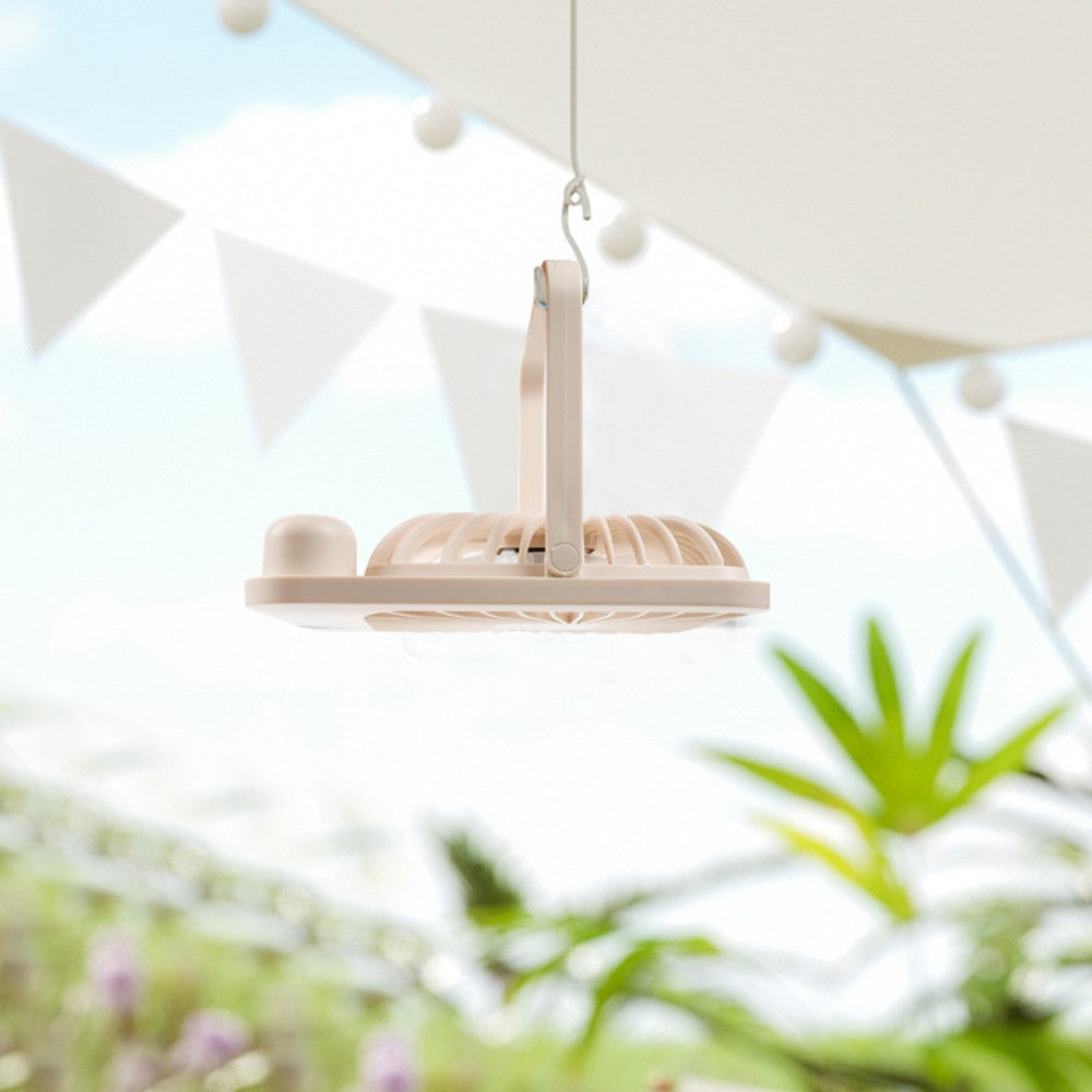 5 Speed USB Fan 180 Degree Foldable Digital Display Desktop Fan - Beige