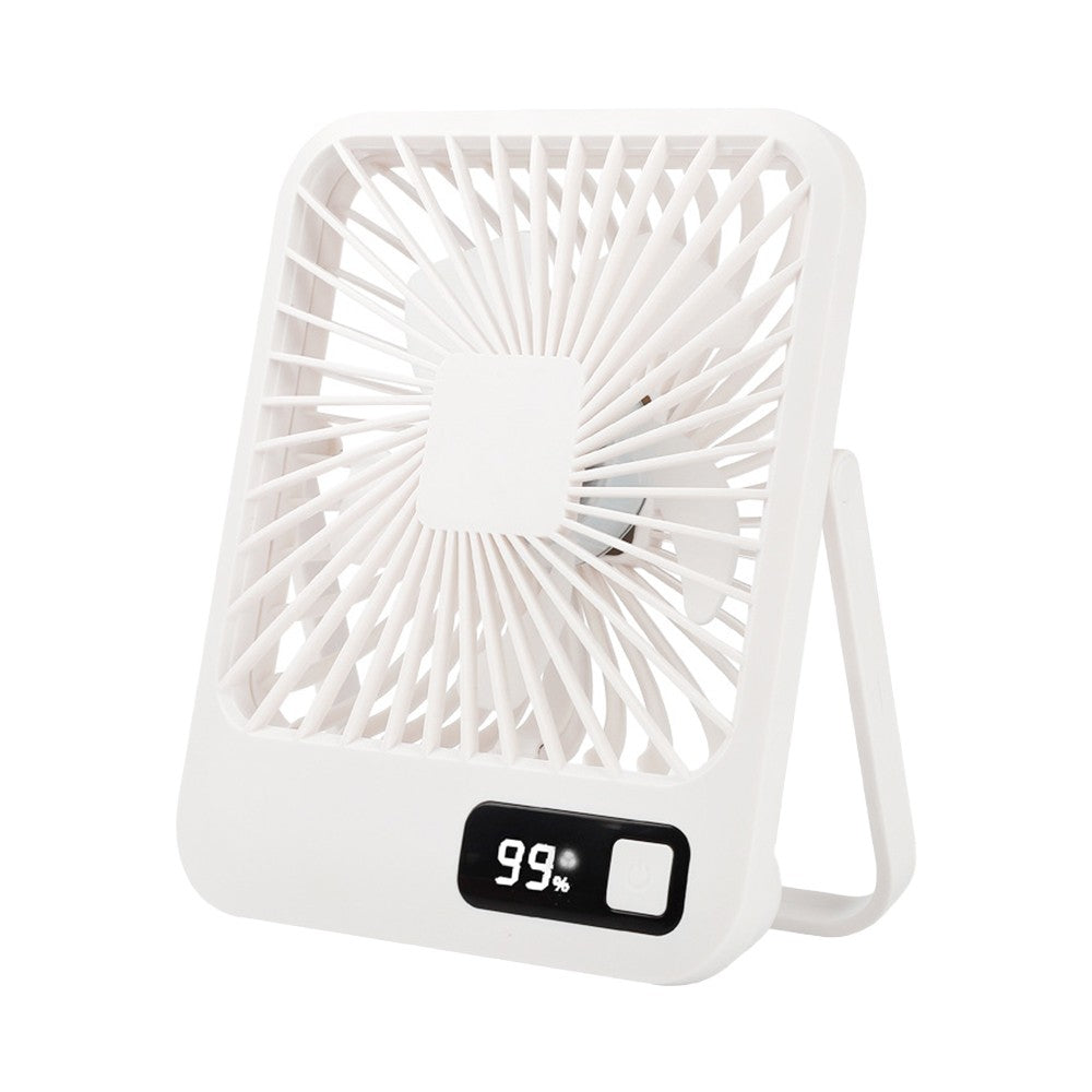 5 Speed USB Fan 180 Degree Foldable Digital Display Desktop Fan - White