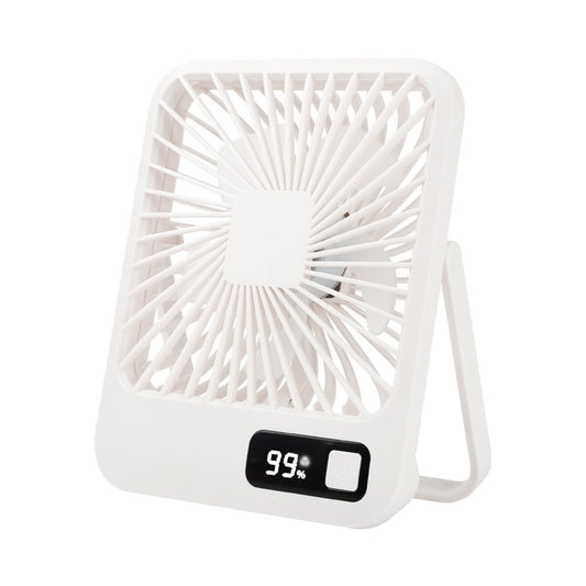 5 Speed USB Fan 180 Degree Foldable Digital Display Desktop Fan - White
