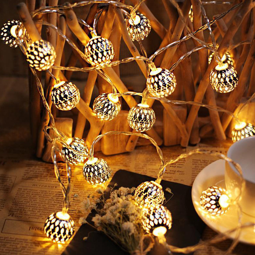 2 PCS 10LED Moroccan Globe String Lights Home Decor Warm Light