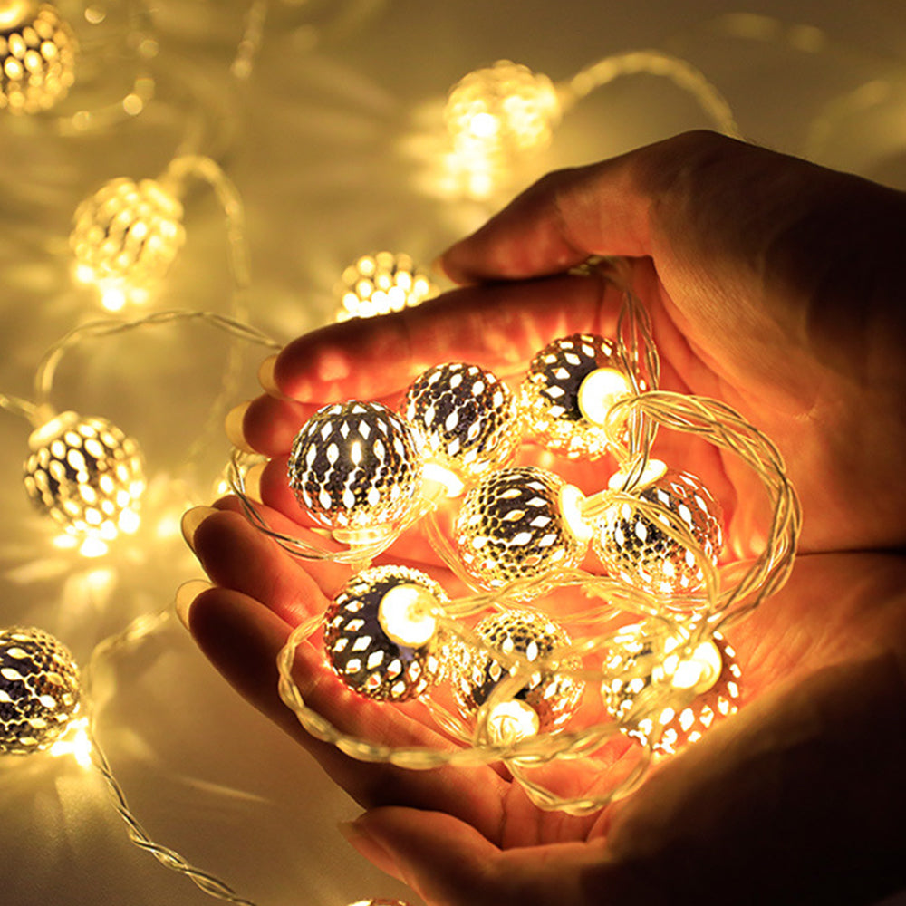 2 PCS 10LED Moroccan Globe String Lights Home Decor Warm Light