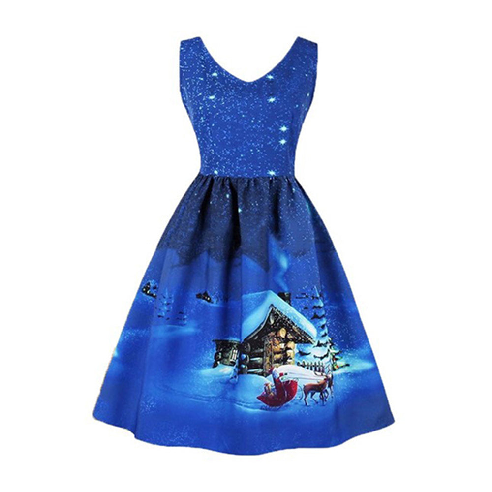 Women Christmas Sleeveless Dress Xmas Midi Dress NZ 16