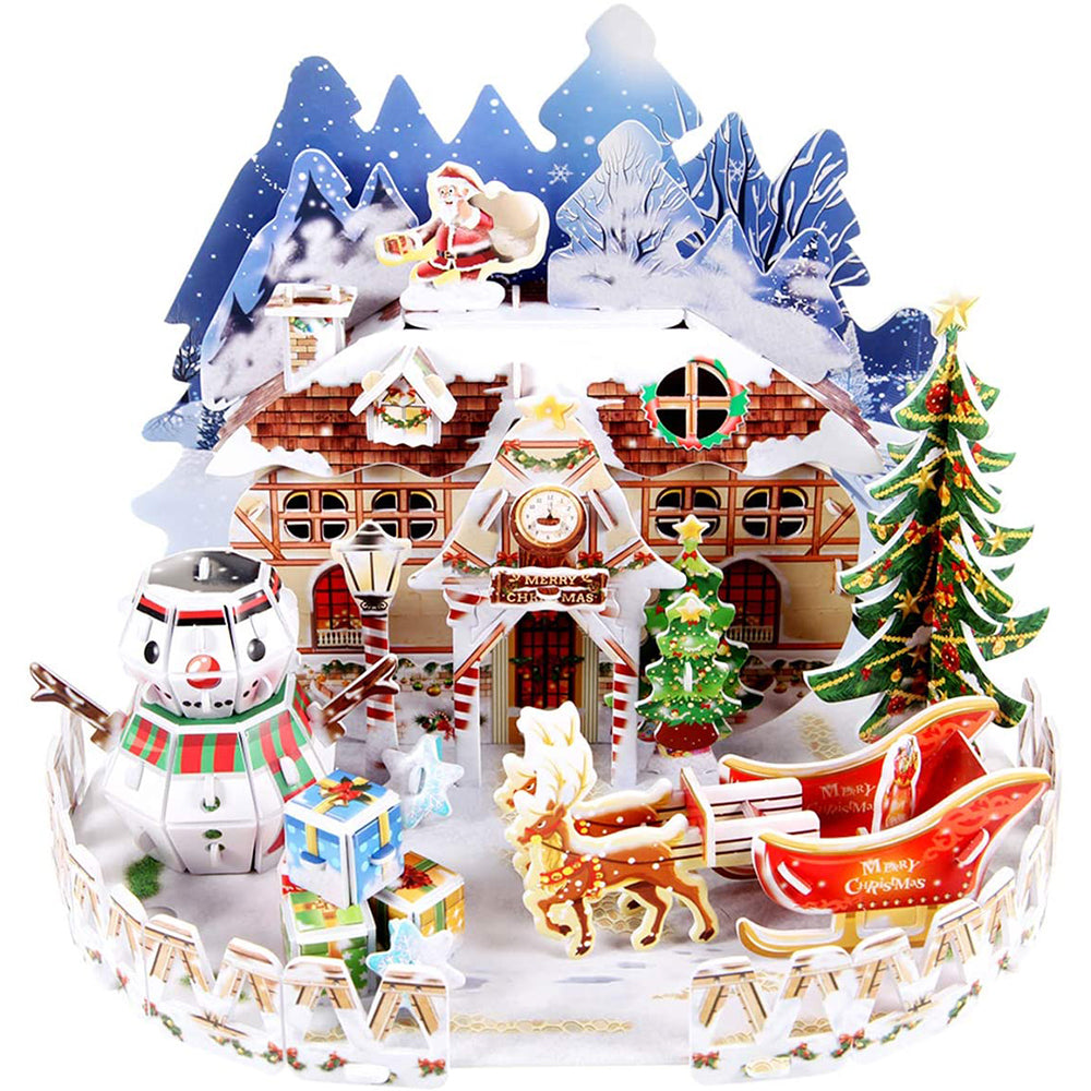 Style 1 Kids DIY Christmas Cottage Jigsaw 3D Puzzle Fun Toy
