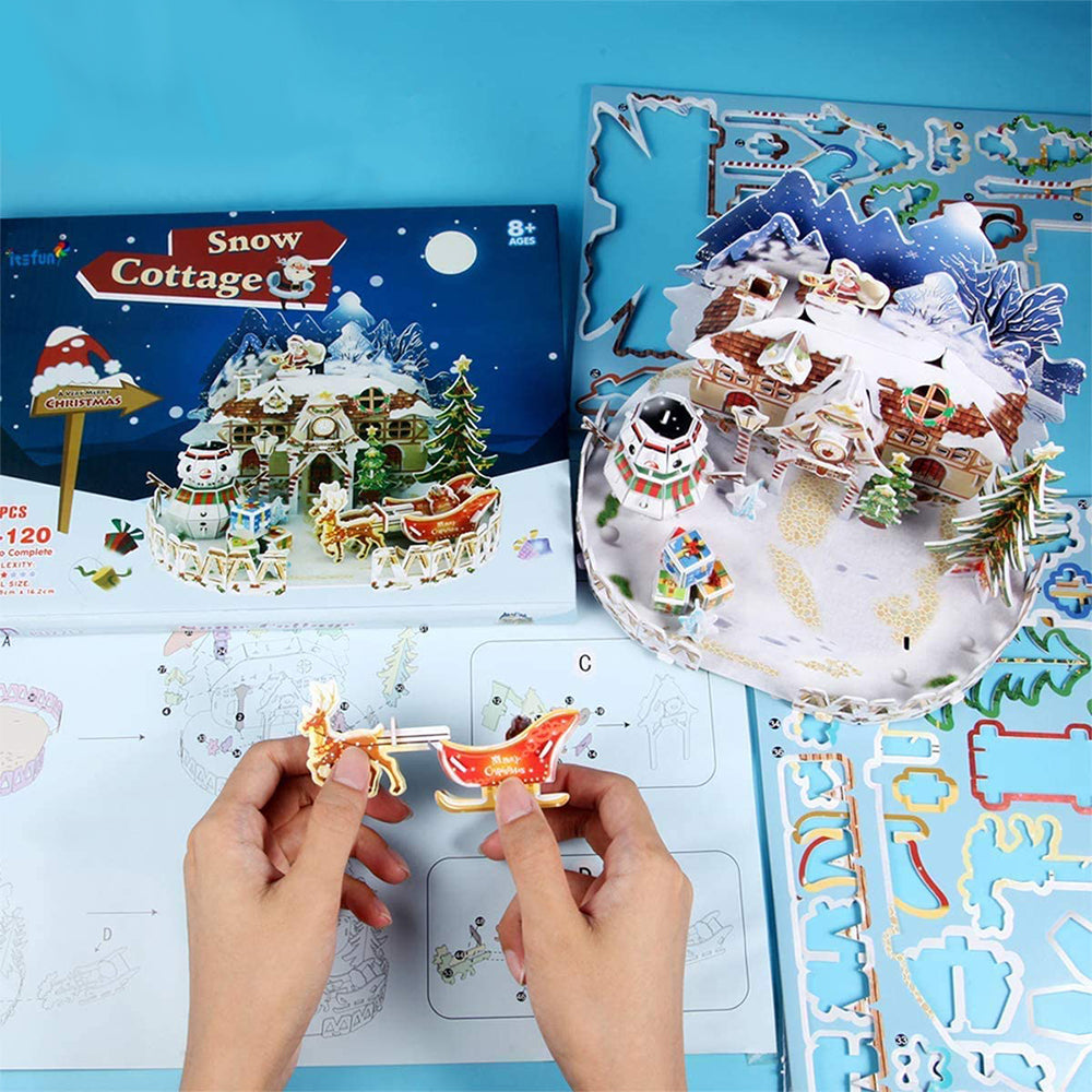 2 X Style 1 Style 2 Kids DIY Christmas Cottage Jigsaw 3D Puzzle Fun Toy