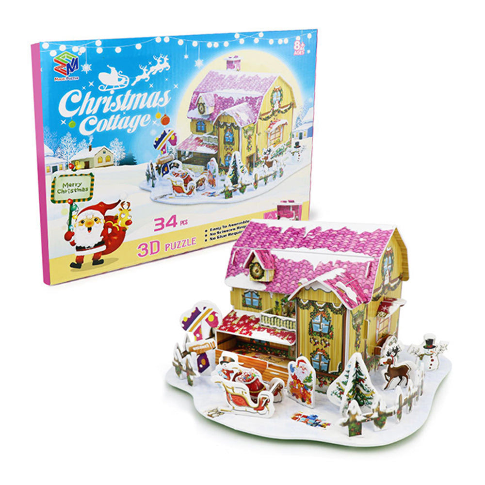 2 X Style 2 Style 3 Kids DIY Christmas Cottage Jigsaw 3D Puzzle Fun Toy