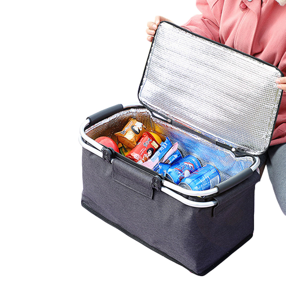 2 X Black Navy Blue Insulated Picnic Basket Collapsible Insulated Cooler Bag