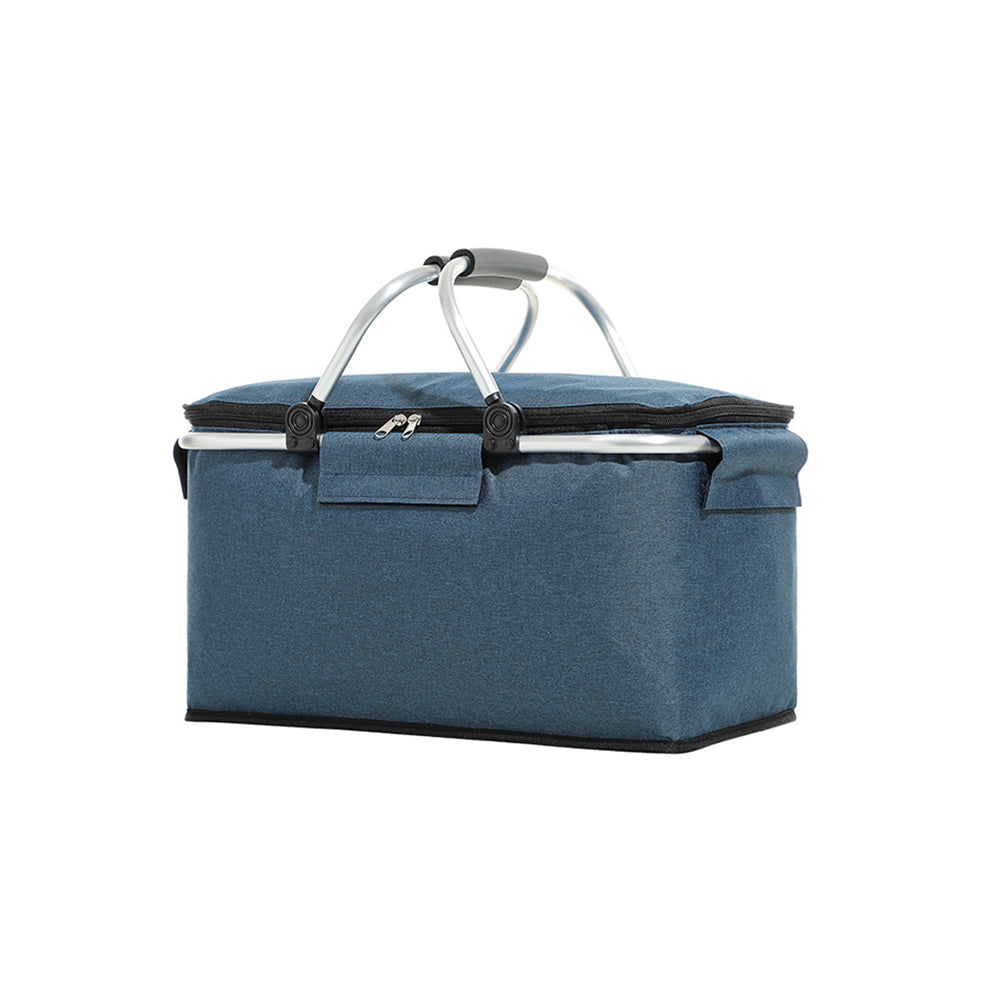 2 X Black Navy Blue Insulated Picnic Basket Collapsible Insulated Cooler Bag
