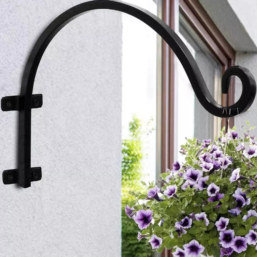 1 X Metal Hanging Plant Wall Hook Brackets Black