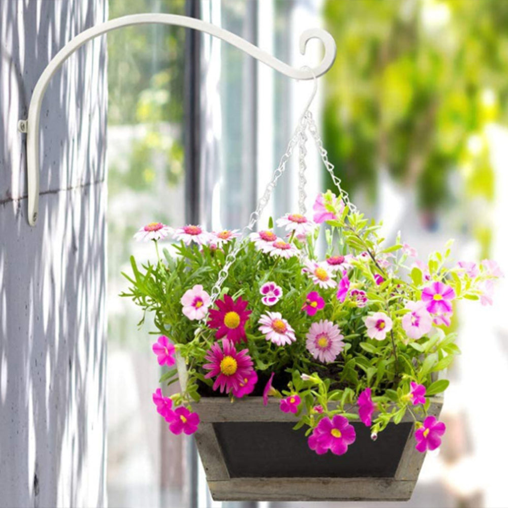 1 X Metal Hanging Plant Wall Hook Brackets White