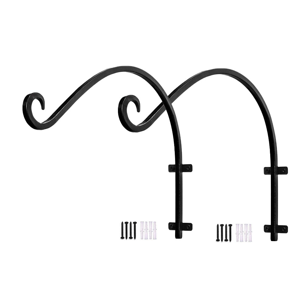 2 X Metal Hanging Plant Wall Hook Brackets Black