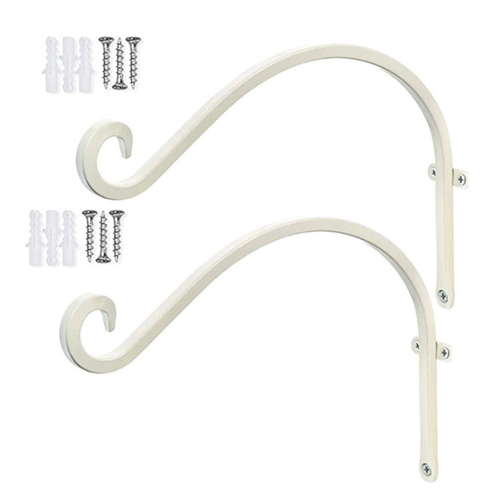 2 X Metal Hanging Plant Wall Hook Brackets White