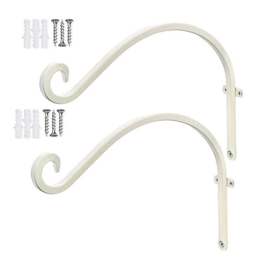 2 X Metal Hanging Plant Wall Hook Brackets White