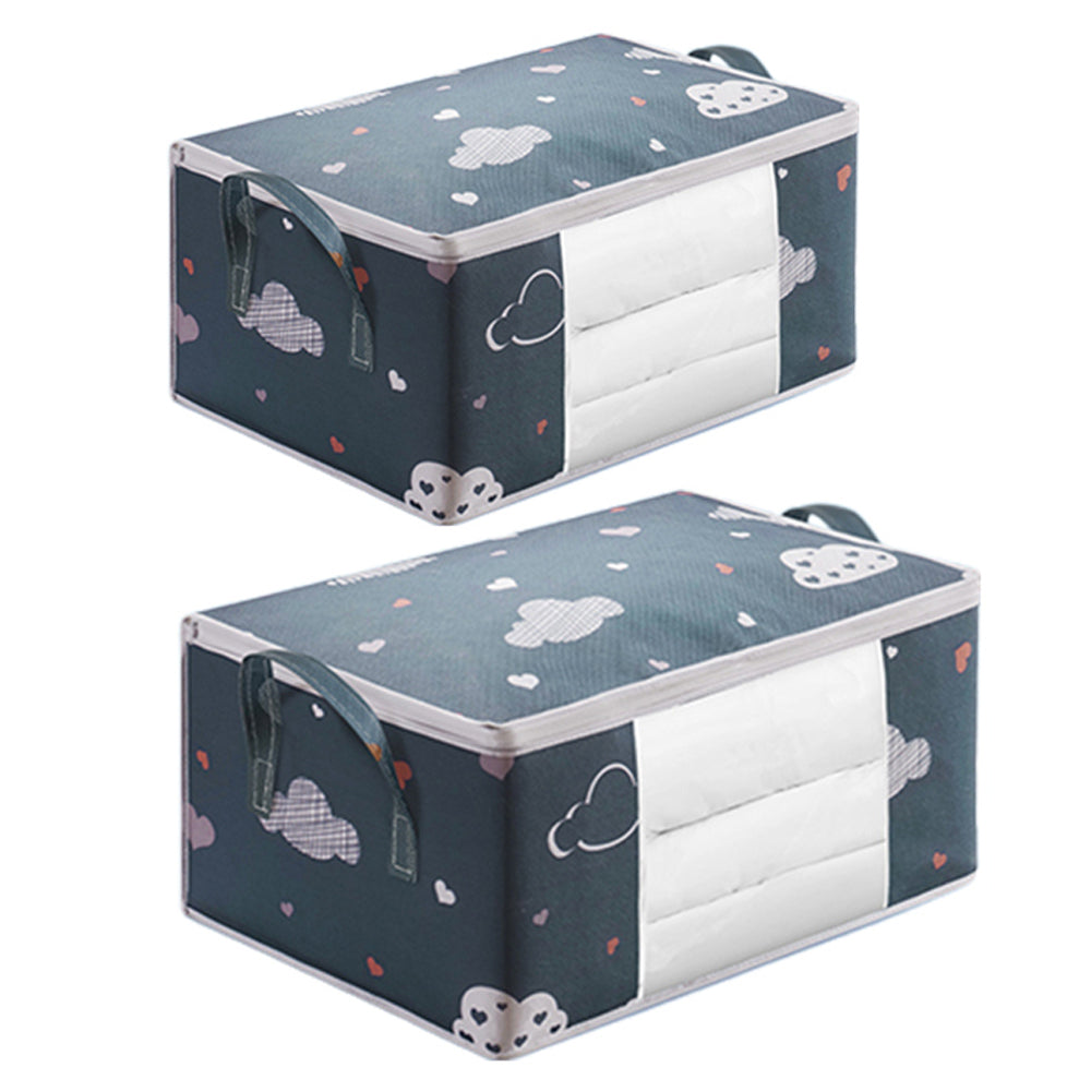 2 X Quilt Storage Bag Clothes Storage Bag Blanket Organizer Blue