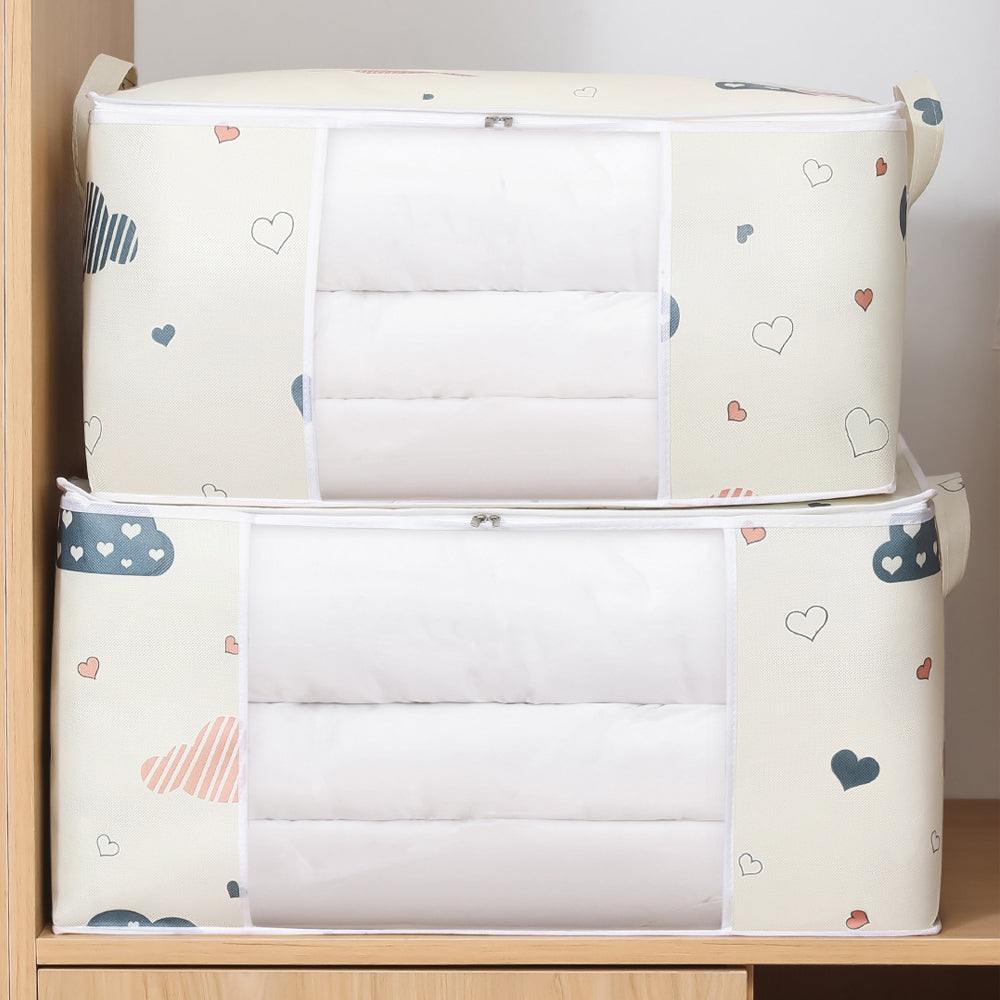 2 X Quilt Storage Bag Clothes Storage Bag Blanket Organizer Beige