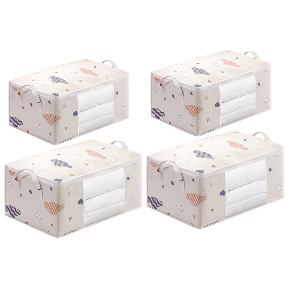 4 X Quilt Storage Bag Clothes Storage Bag Blanket Organizer Beige