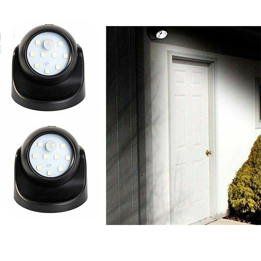 2X Black Battery Operated Motion Sensor Light Night Light Wall Lights