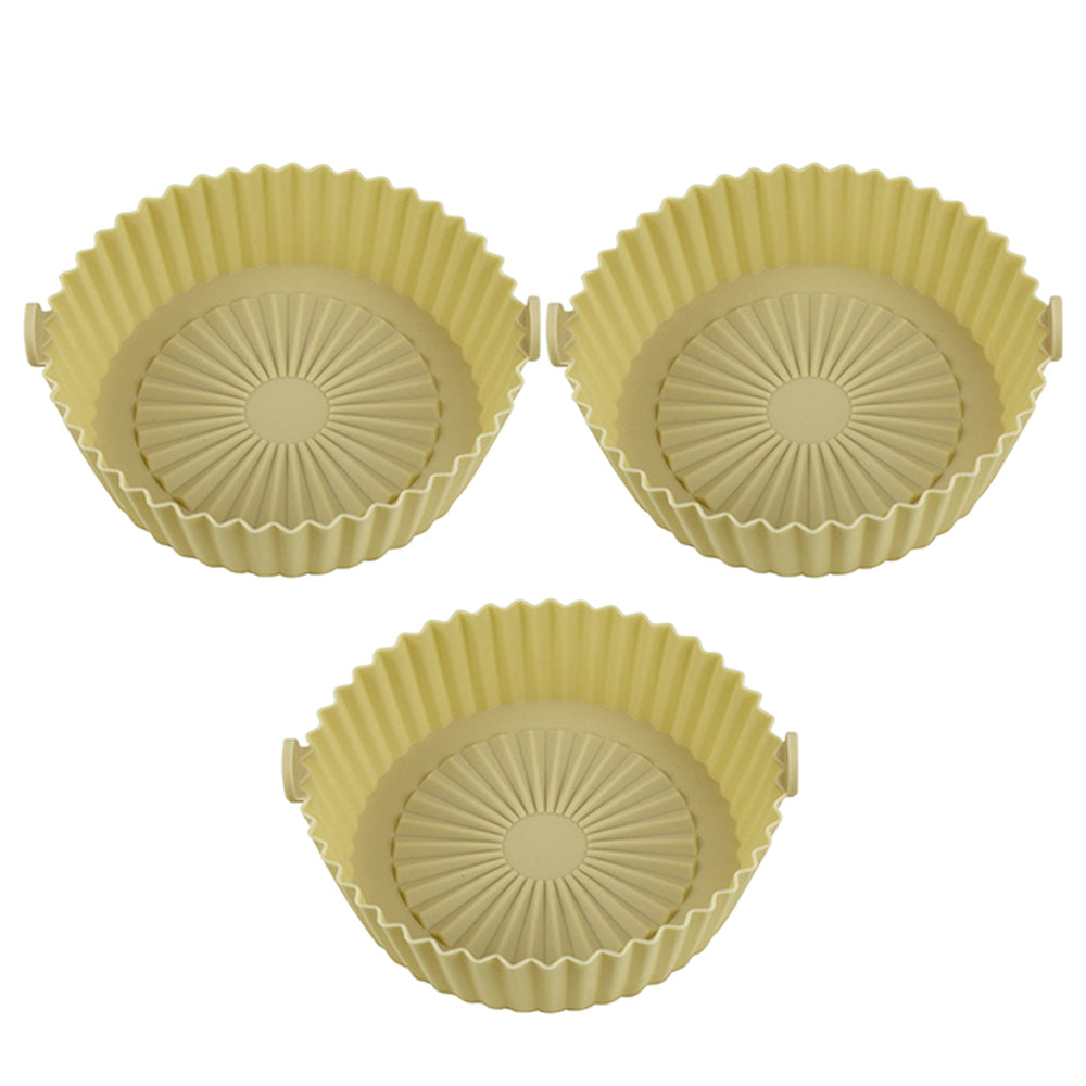 3X Reusable Air Fryer Silicone Pot Replacement Air Fryer Liner Yellow