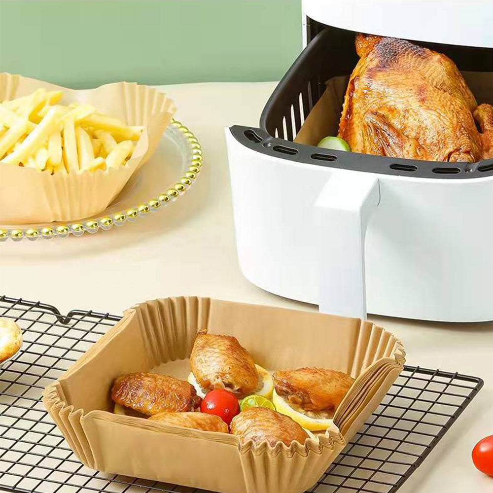 100 Sheets Disposable Square Air Fryer Paper Liner Brown