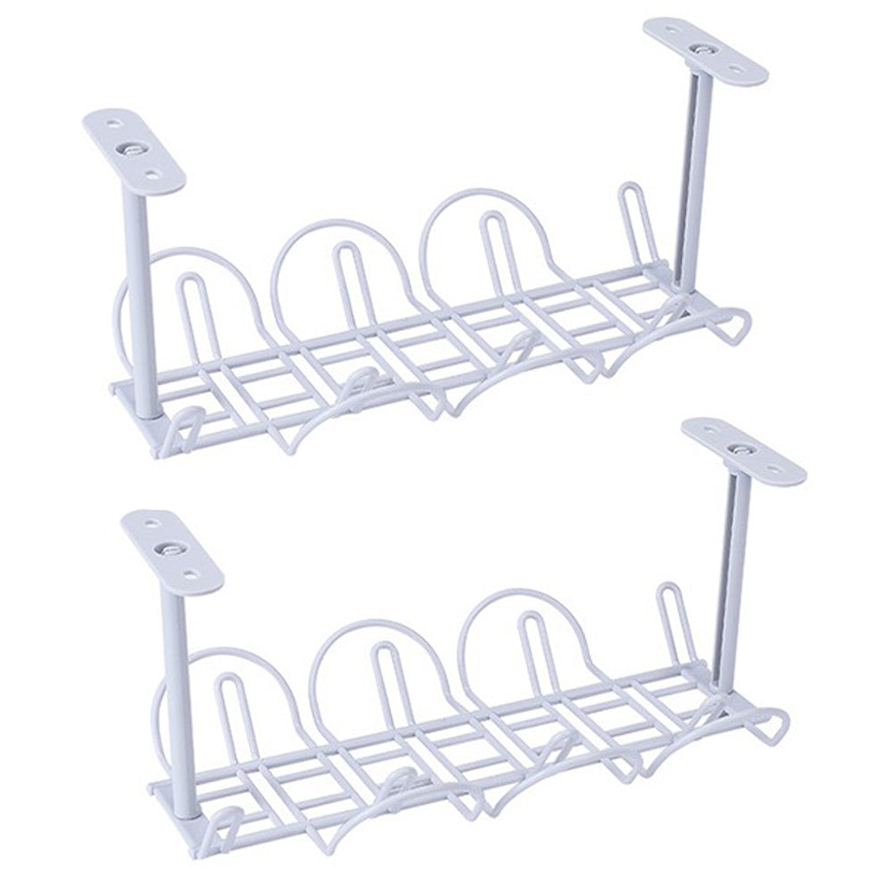 2X Under Desk Cable Management Tray White
