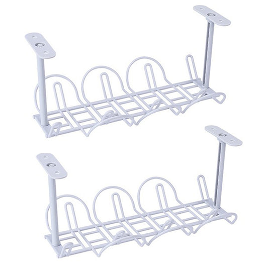 2X Under Desk Cable Management Tray White