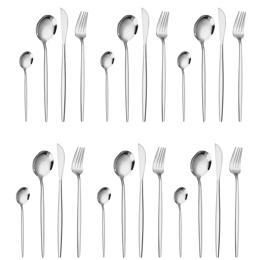 24Pcs Stainless Steel Cutlery Set Forks Spoons Knives Utensils Set