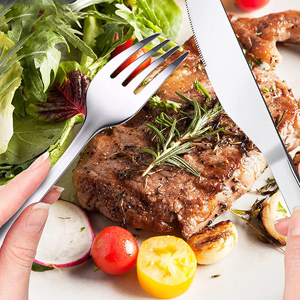 24Pcs Stainless Steel Cutlery Set Forks Spoons Knives Utensils Set