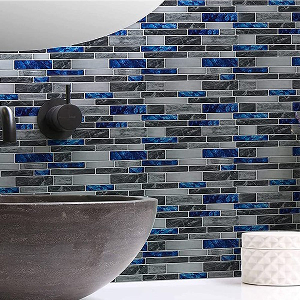 20 X Self Adhesive Imitation Marbling Tile Stickers Blue