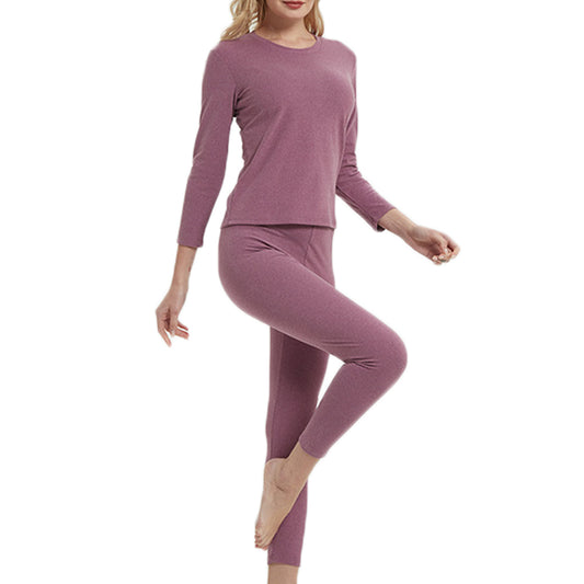 Women Thermal Underwear Shirt Leggings Winter Warm Top Bottom Set Purple NZ 8