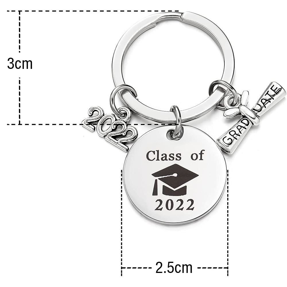 2Pcs 2022 Graduation Season Bachelor Cap Metal Keychain